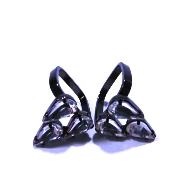 Joomi Lim Cascading Teardrop  Gunmetal Swarovski Crystal Ring Set NWOT 145 - Picture 3 of 4